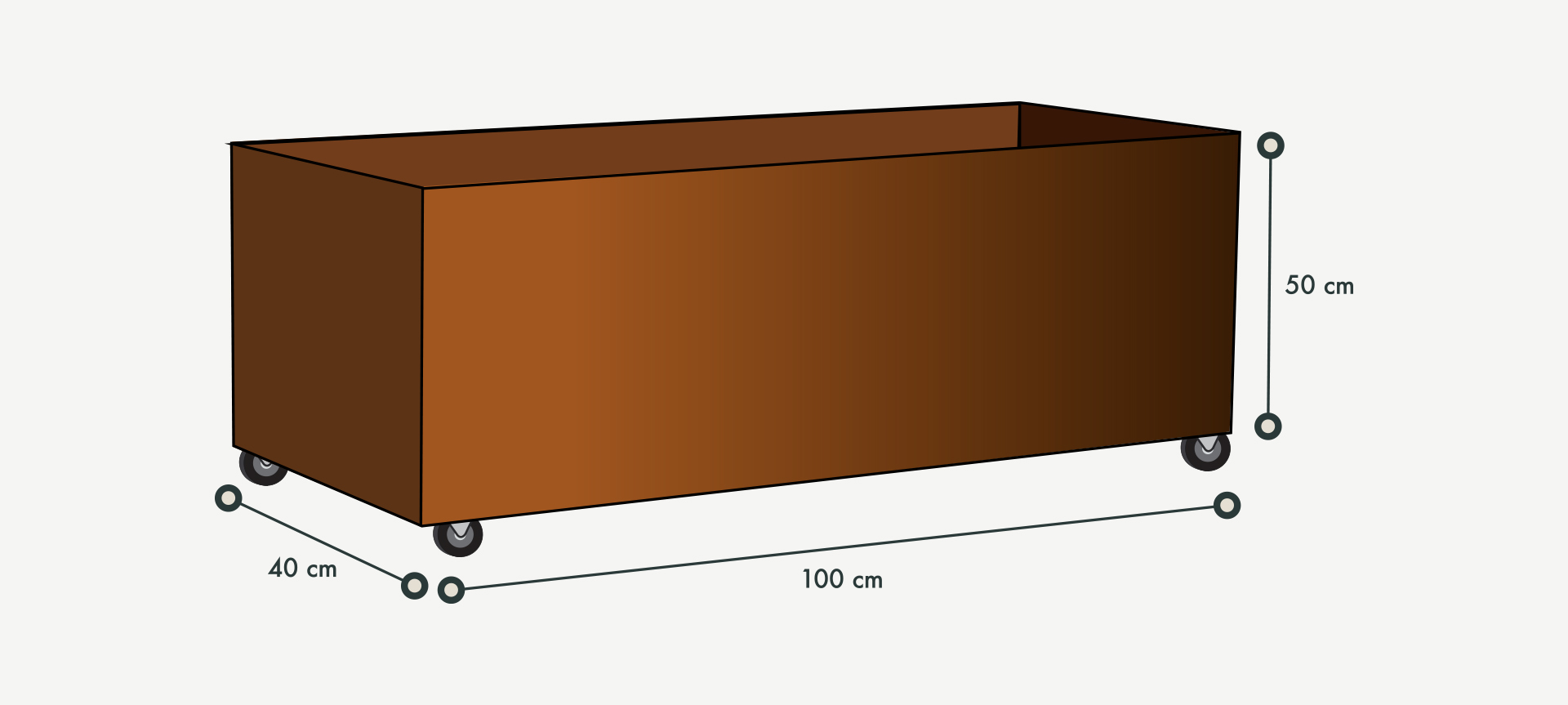 9146100 Hoejbed M. Hjul 100X40x50