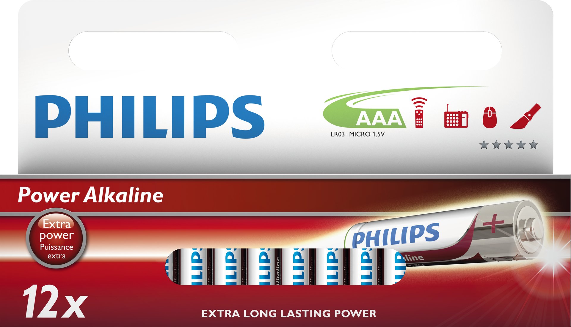 1437287 Philips Power Alkaline Batteri AAA LR03P12W