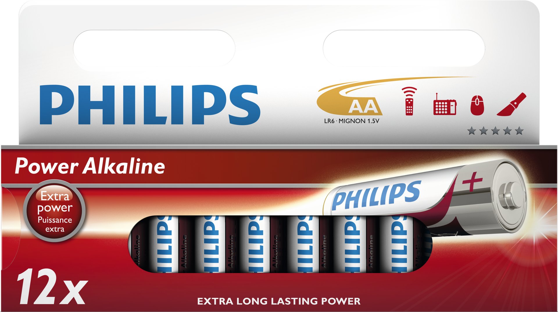 1437292 Philips Power Alkaline Batteri AA LR6P12W