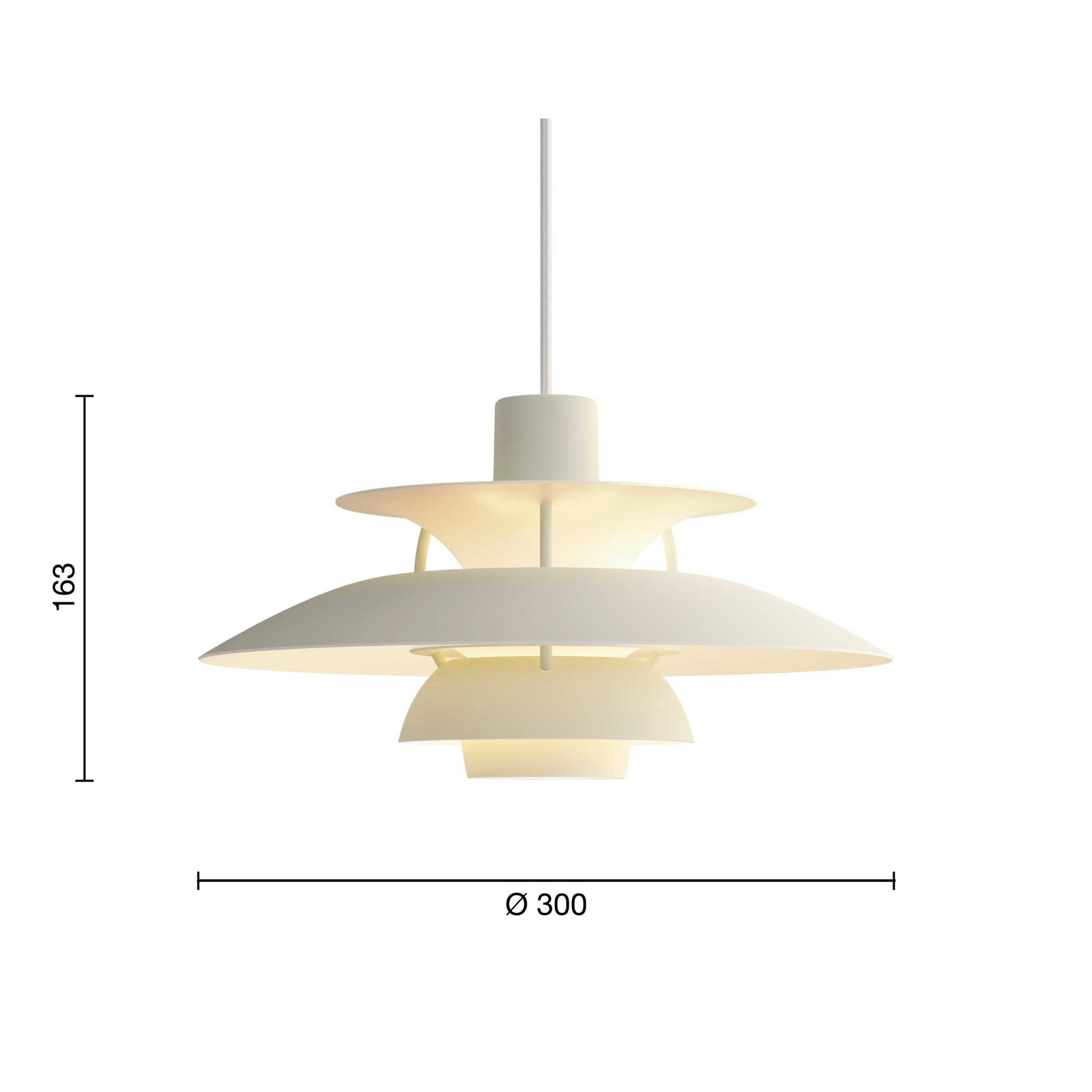 9146252 PH 5 Mini Monochrome Pendant Pale Pewter Measurement
