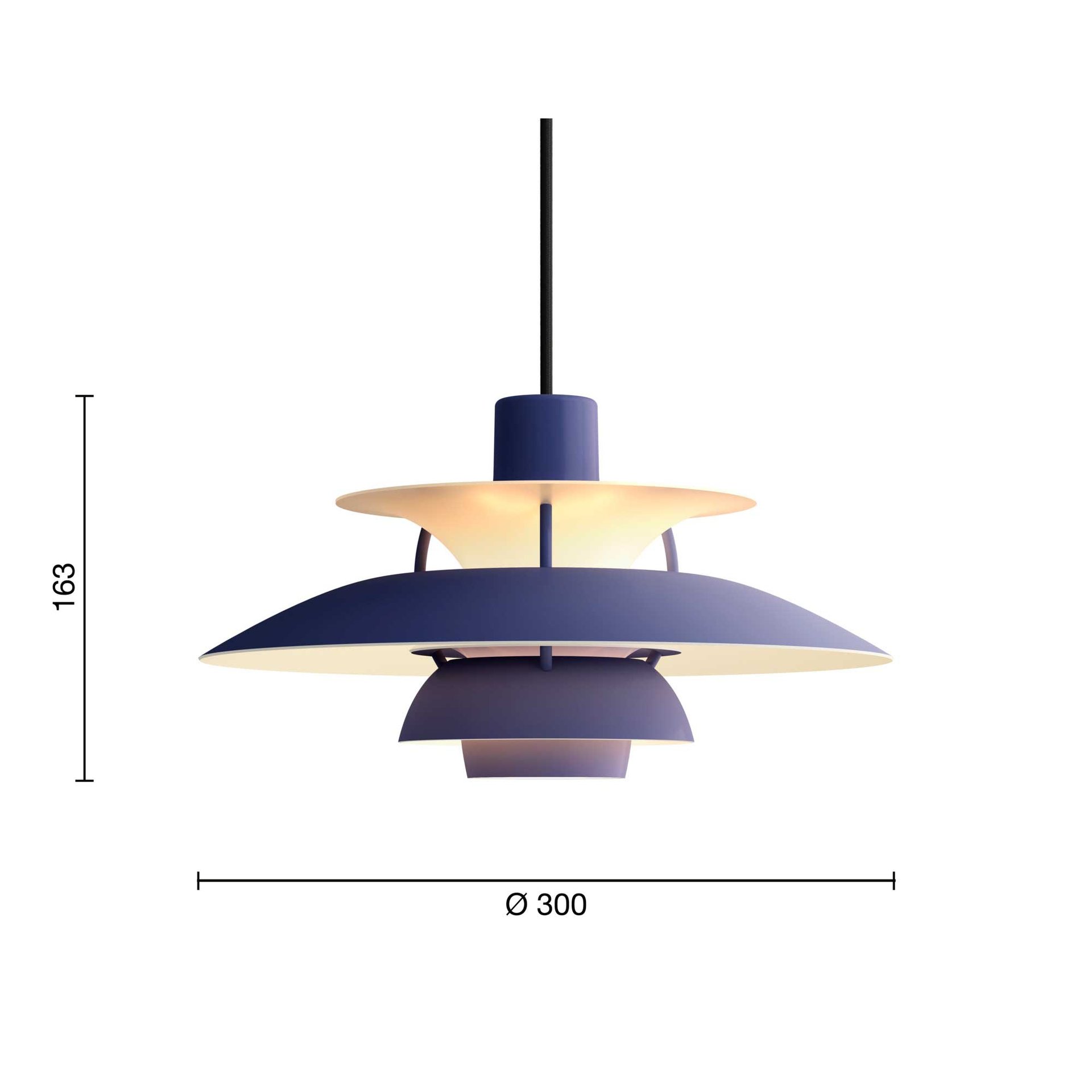 9146255 PH 5 Mini Monochrome Pendant Dusty Indigo Measurement