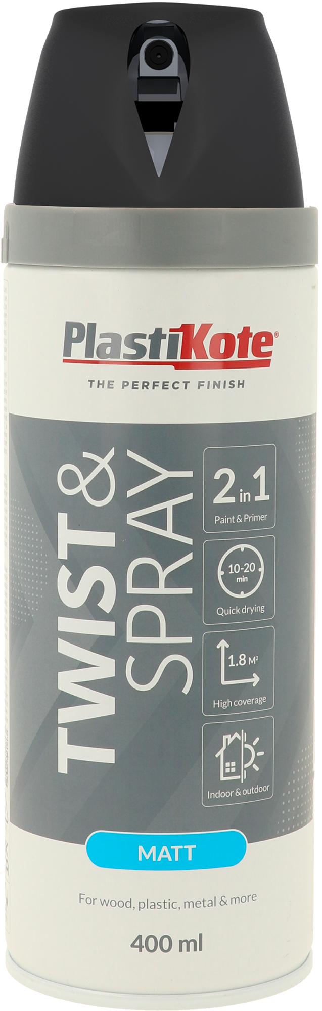 1578872 TWIST SPRAY MAT SORT RAL 9005 PLASTI KOTE 400ML