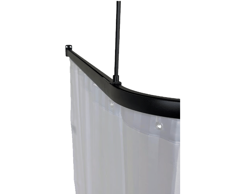 9144092 LEIJMA STABIL FORHÆNGSSTANG MED LOFTBESLAG MATSORT 90X90CM