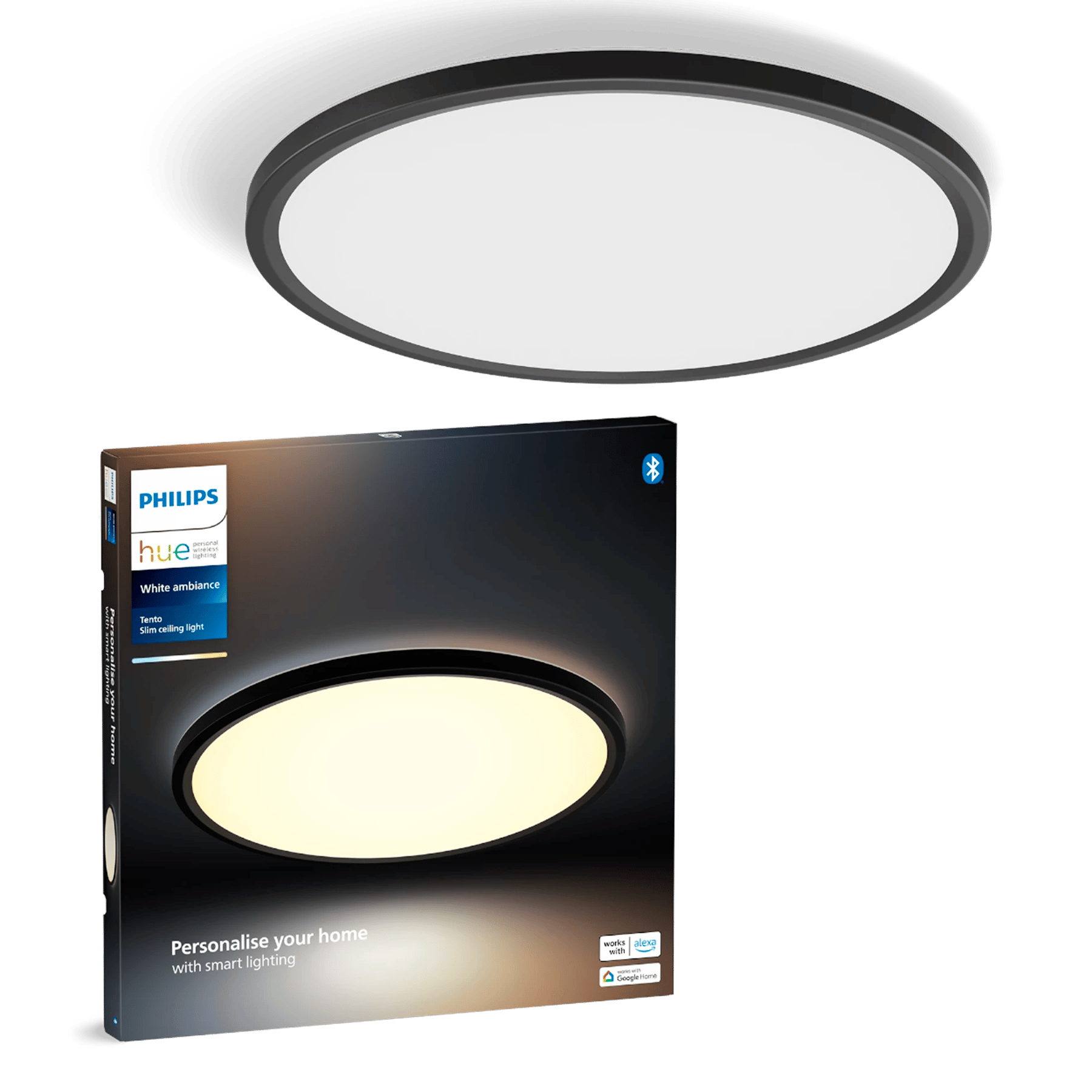 2422380 PHILIPS HUE TENTO WA SLIM SORT RUND PLAFOND MEDIUM 1