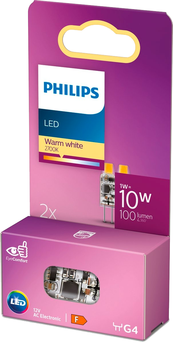 2422308 PHILIPS LED STIFTPÆRE 10W G4 VARM HVID 2 PAK1