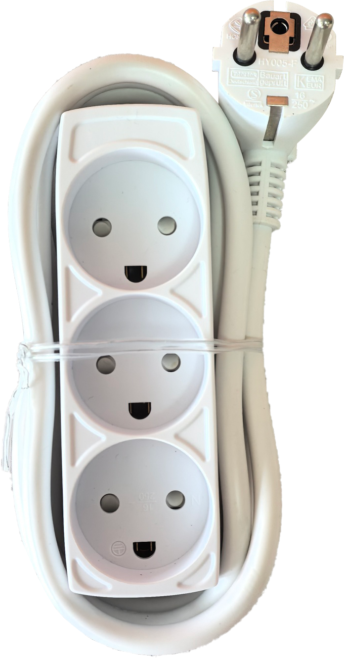 2427866 E LINE 3 STIKDÅSE MED DK JORD SCHUKO STIKPROP 1,5M LEDNING HVID