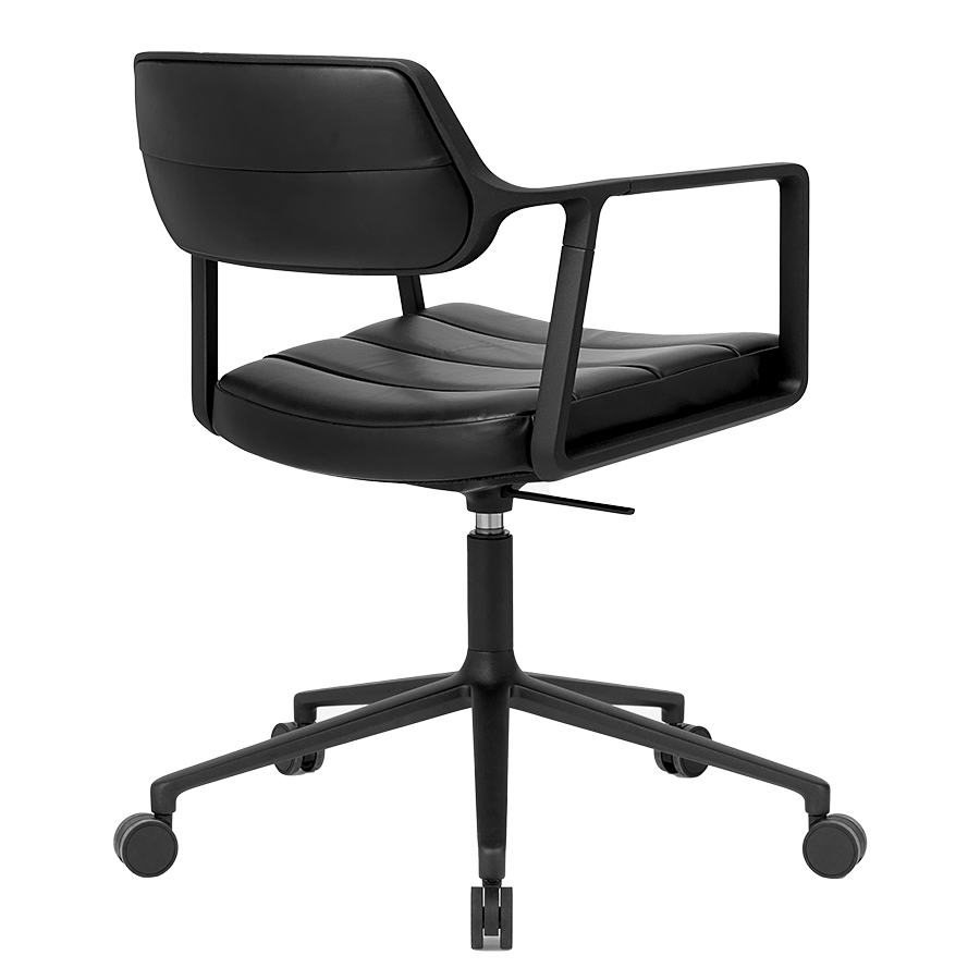 9146231 VIPP453 SWIVEL+ KONTORSTOL SORT LÆDER SORT STEL HJUL3