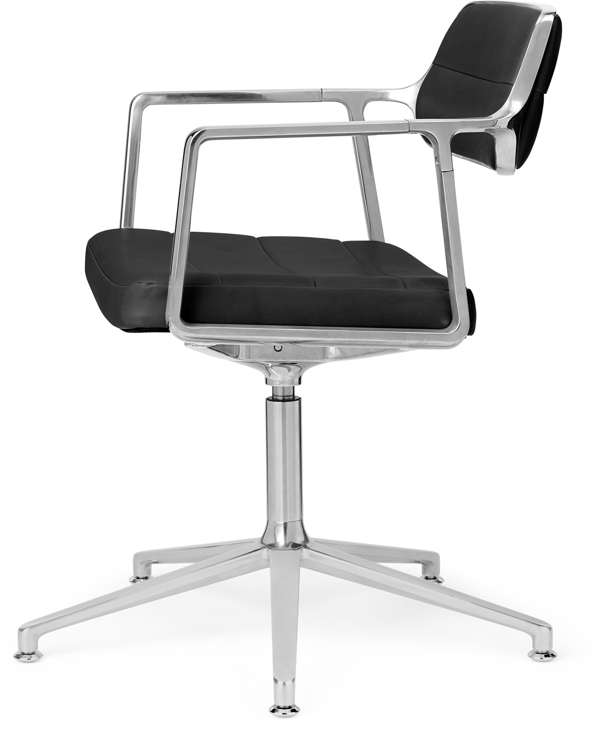 9146232 VIPP453 SWIVEL KONTORSTOL SORT LÆDER POLERET STEL GLIDERE 1