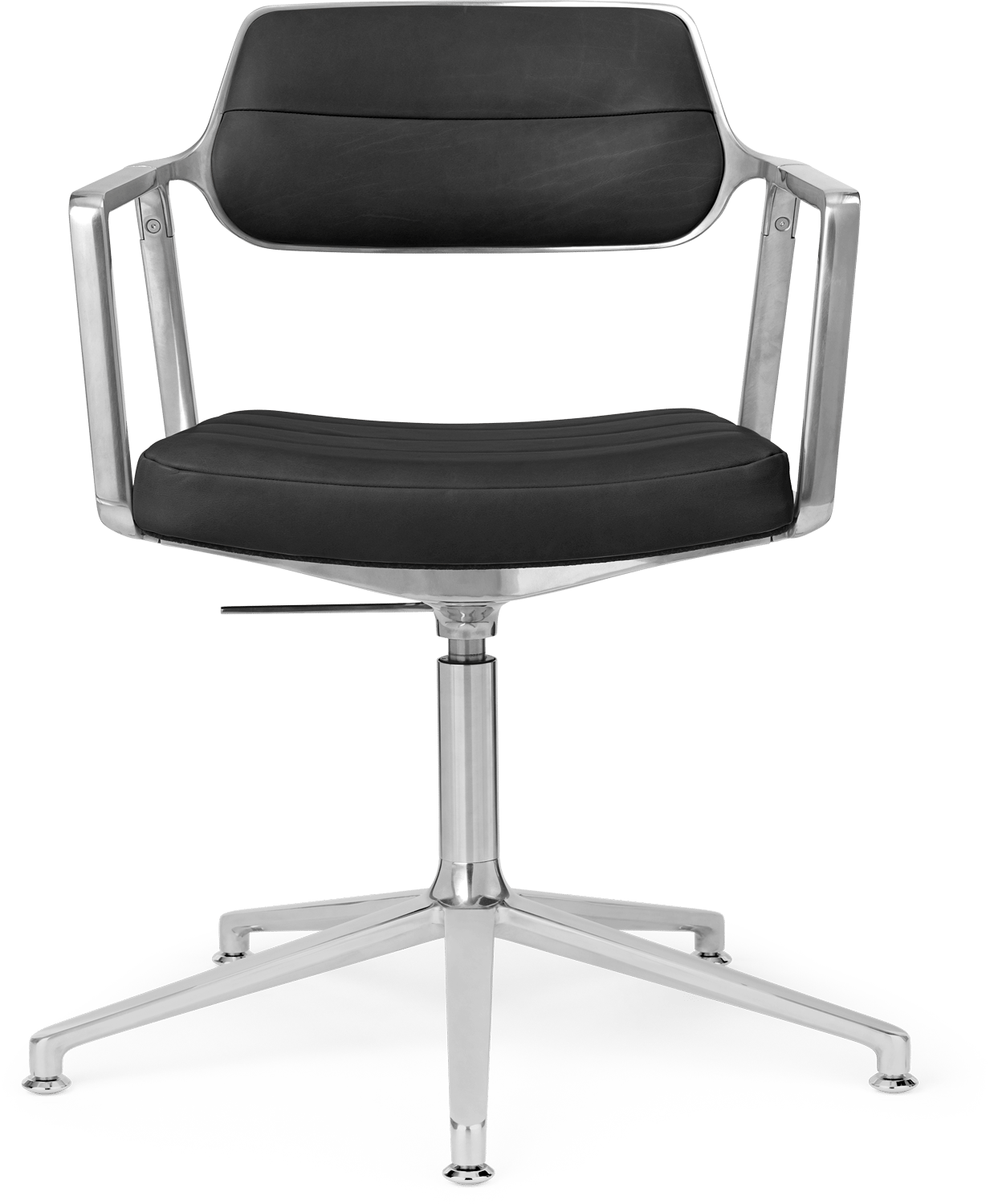 9146232 VIPP453 SWIVEL KONTORSTOL SORT LÆDER POLERET STEL GLIDERE 2