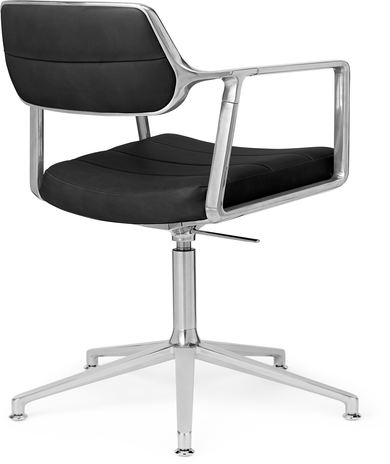 9146232 VIPP453 SWIVEL KONTORSTOL SORT LÆDER POLERET STEL GLIDERE 3