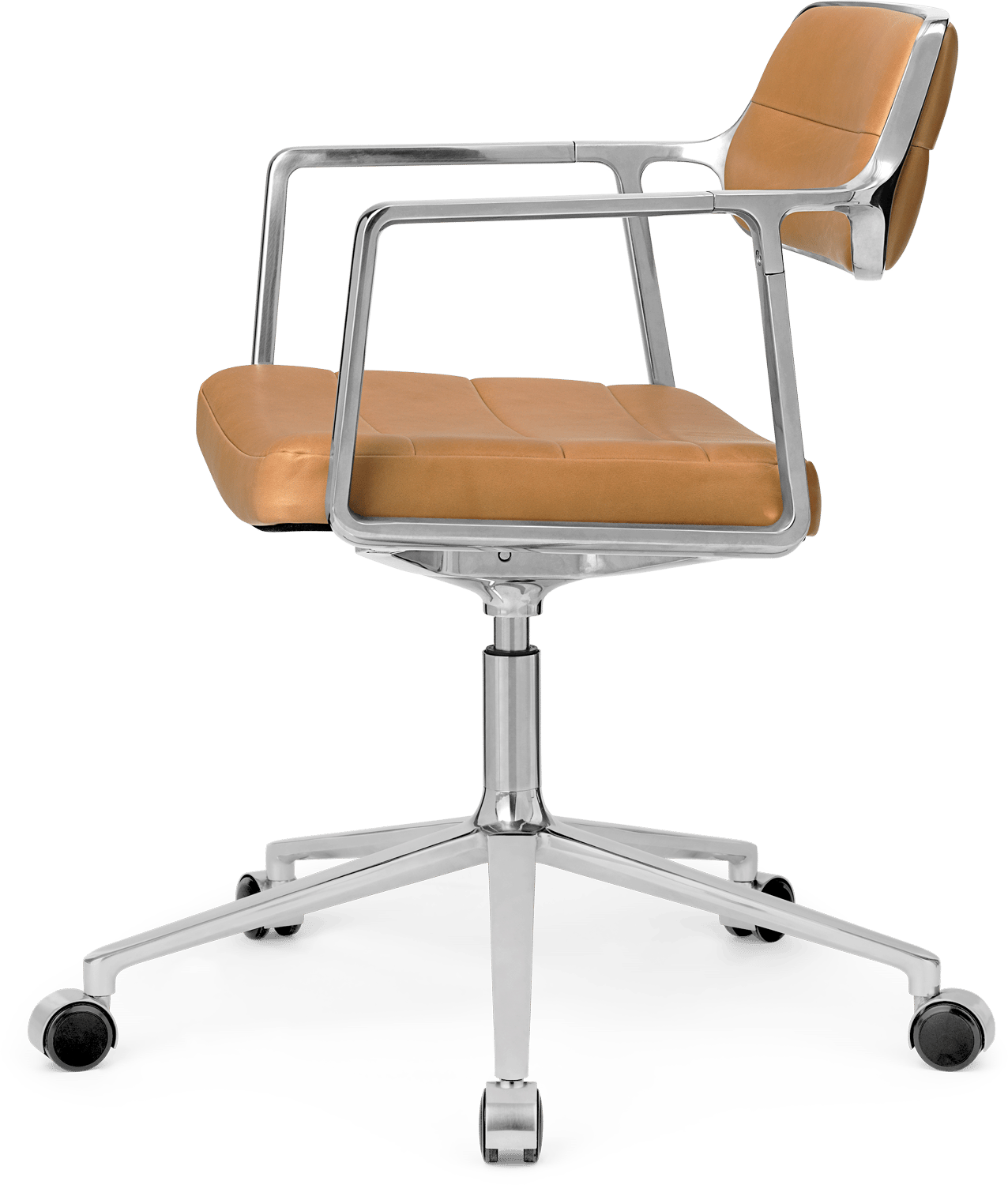 9146238 VIPP453 SWIVEL KONTORSTOL SAND FARVET LÆDER POLERET STEL HJUL 2
