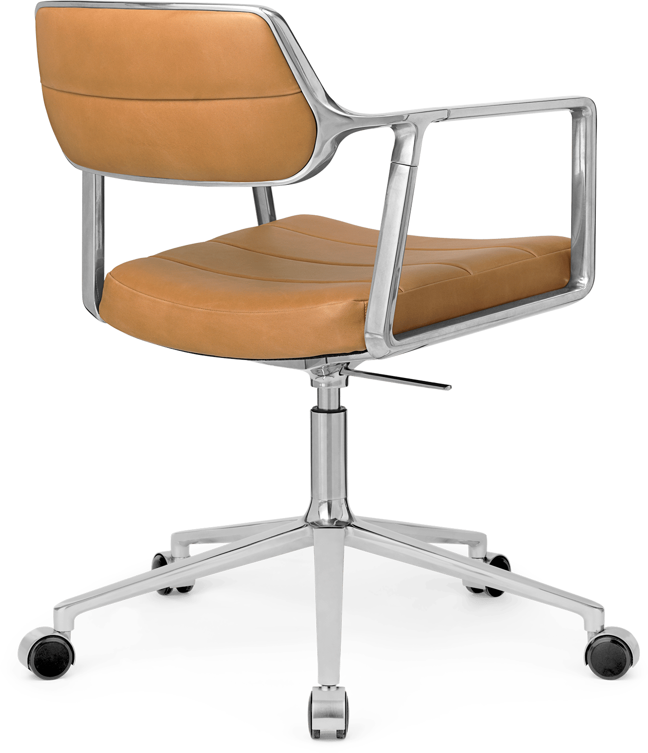 9146238 VIPP453 SWIVEL KONTORSTOL SAND FARVET LÆDER POLERET STEL HJUL 3