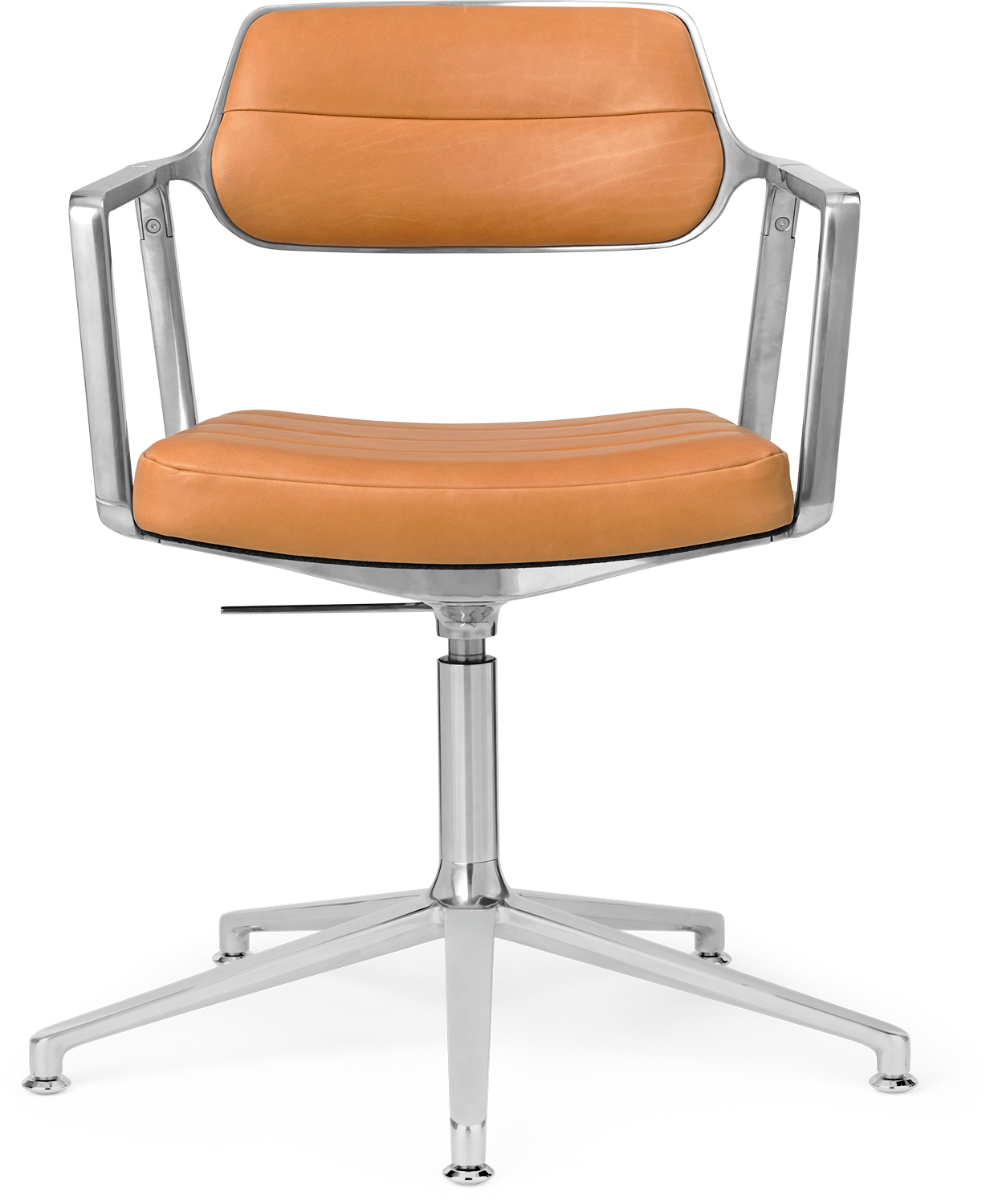 9146239 VIPP453 SWIVEL KONTORSTOL SAND FARVET LÆDER POLERET STEL GLIDERE 1