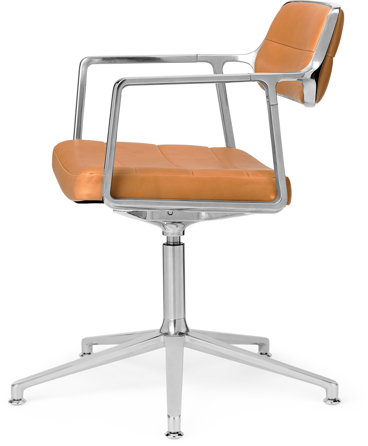 9146239 VIPP453 SWIVEL KONTORSTOL SAND FARVET LÆDER POLERET STEL GLIDERE 2