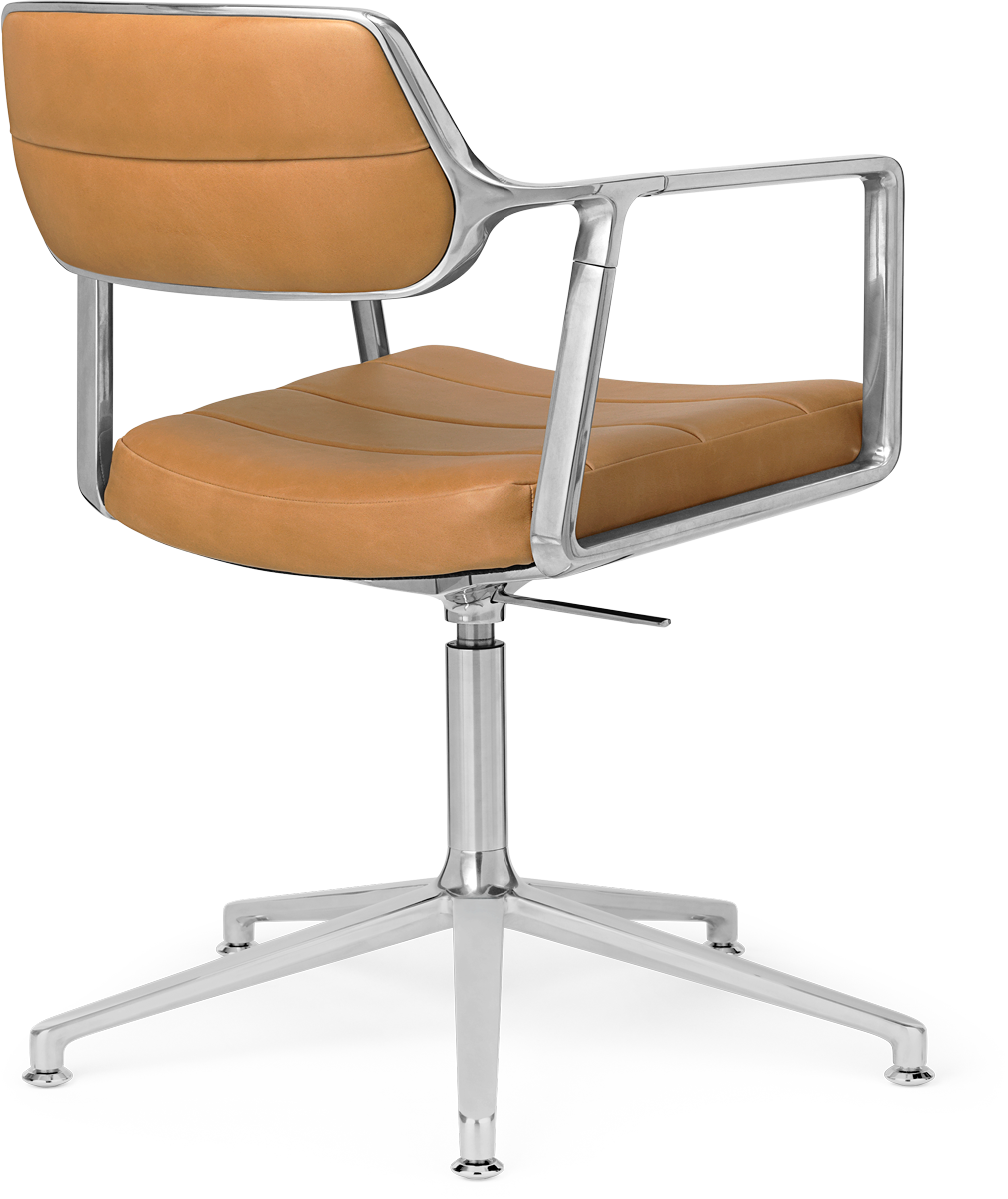 9146239 VIPP453 SWIVEL KONTORSTOL SAND FARVET LÆDER POLERET STEL GLIDERE 3