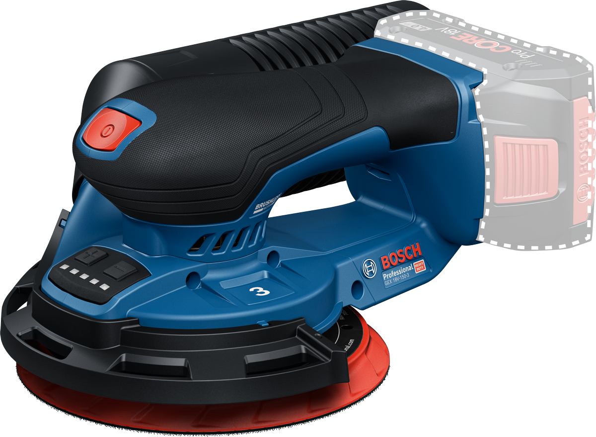 7443489 BOSCH 18V EXCENTERSLIBER GEX 18V 150 3 UDEN BATTERI OG LADER