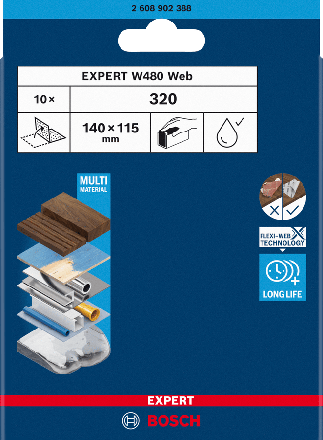 7433104 BOSCH SLIBEARK WEB W480 K320 115X140MM 10 PAK 2