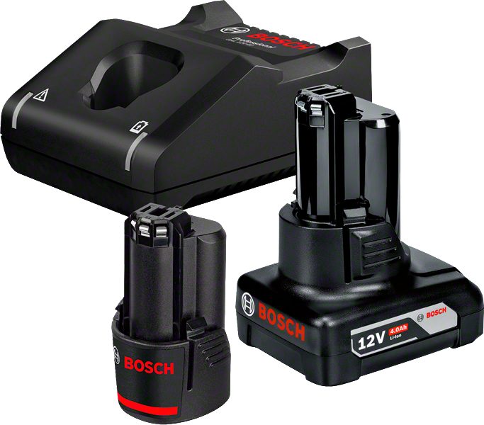 7442367 BOSCH 12V STARTERSÆT 1X2AH BATTERI 1X4AH BATTERI OG GAL12V 40 LADER UN3481
