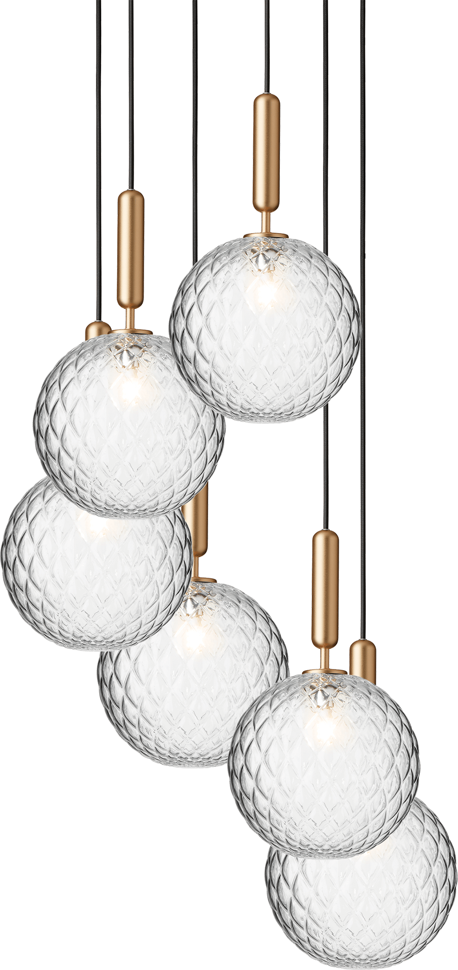 9146908 NUURA MIIRA 6 LYSEKRONE LARGE MESSING OPTIC CLEAR