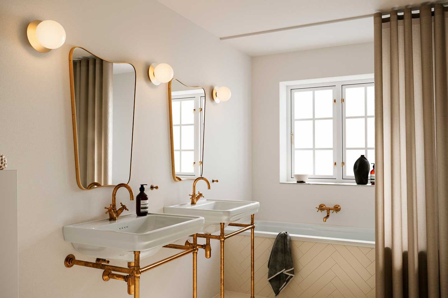 9141909 NUURA LIILA 1 MEDIUM VÆG LOFTLAMPE IP44 NORDIC GOLD OPAL 4