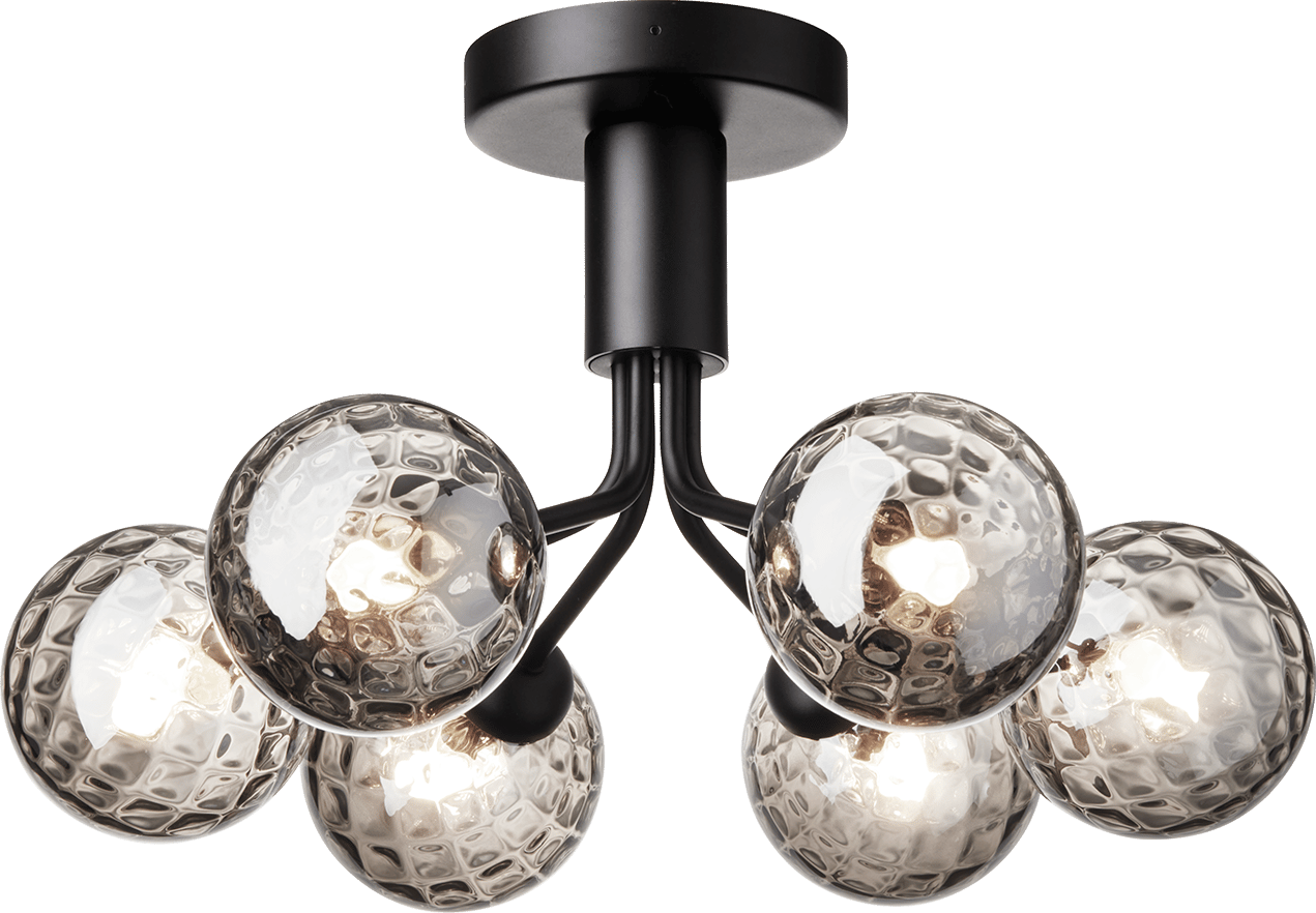 9146990 NUURA APIALES 6 LOFTLAMPE SATIN BLACKOPTIC SMOKED