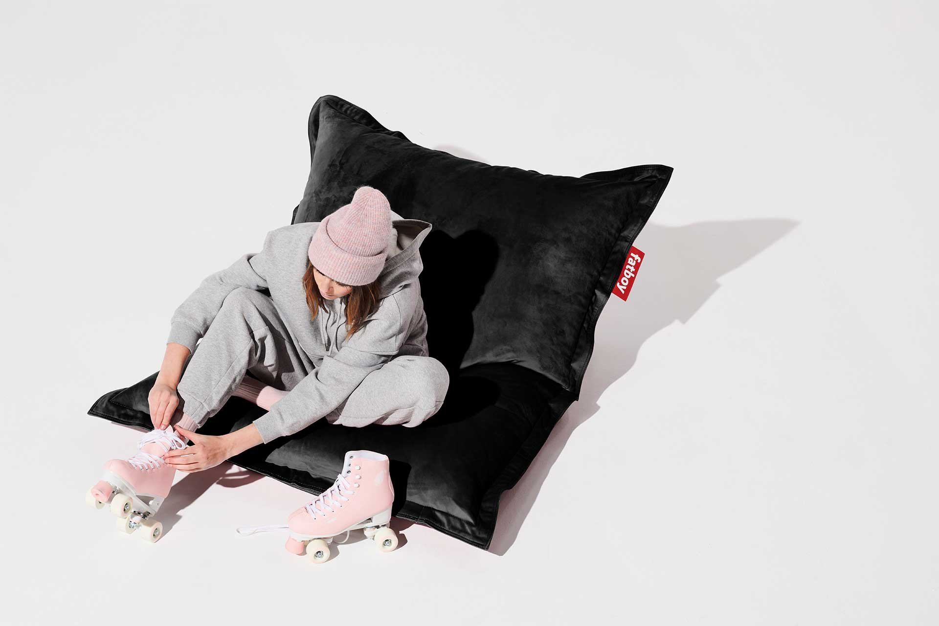 9147388 FATBOY ORIGINAL SLIM VELVET RECYCLED SÆKKESTOL SORT INDOOR 3