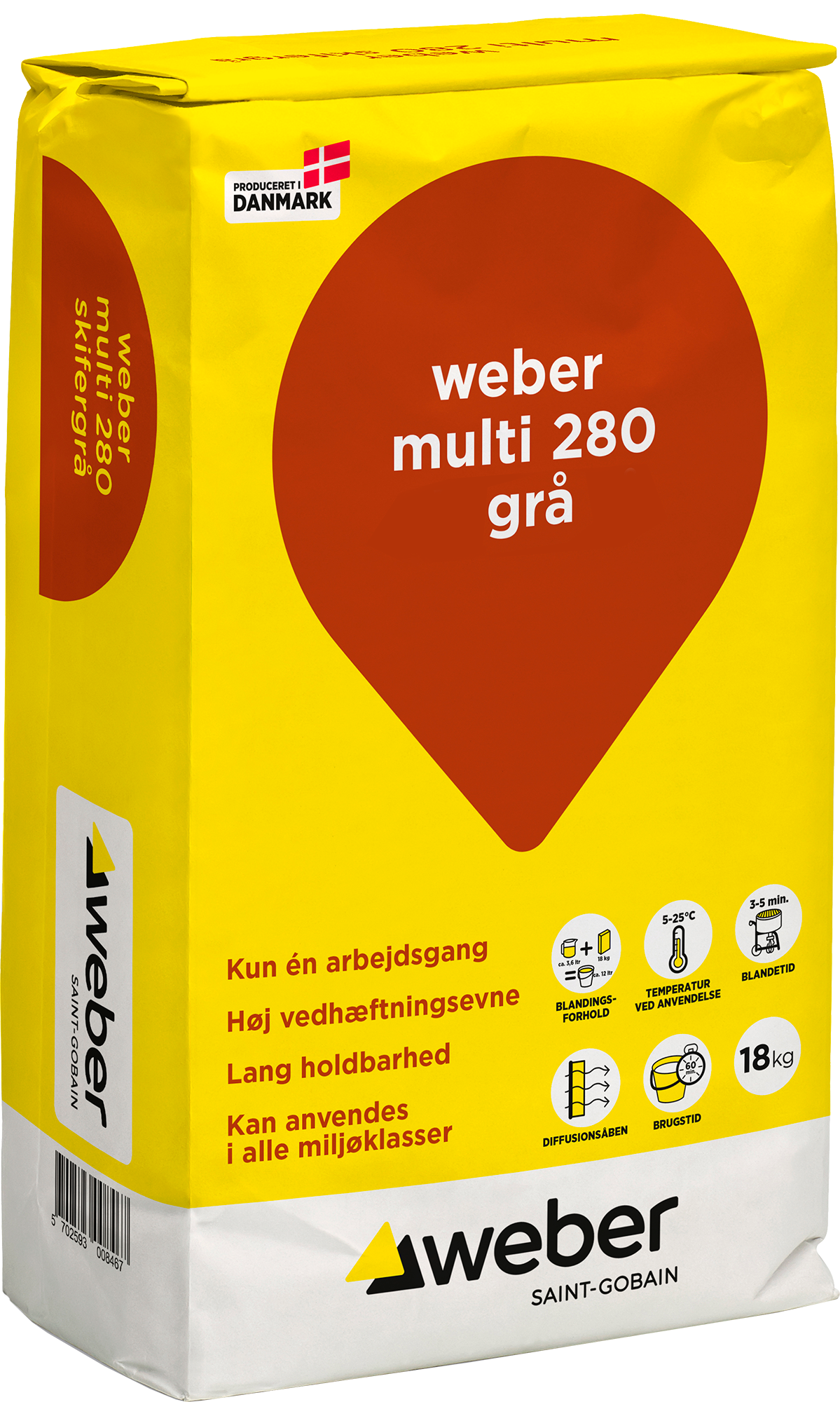 2420572 WEBER MULTI 280 GRÅ 18KG HÆFTEMØRTEL