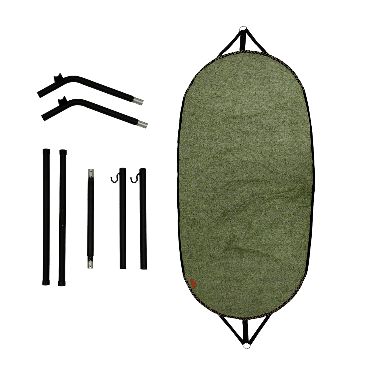 9147457 SACKIT COBANA HAMMOCK PÅ STEL HÆNGEKØJE PÅ SORT ALU STEL KIRRA OLIVE 2