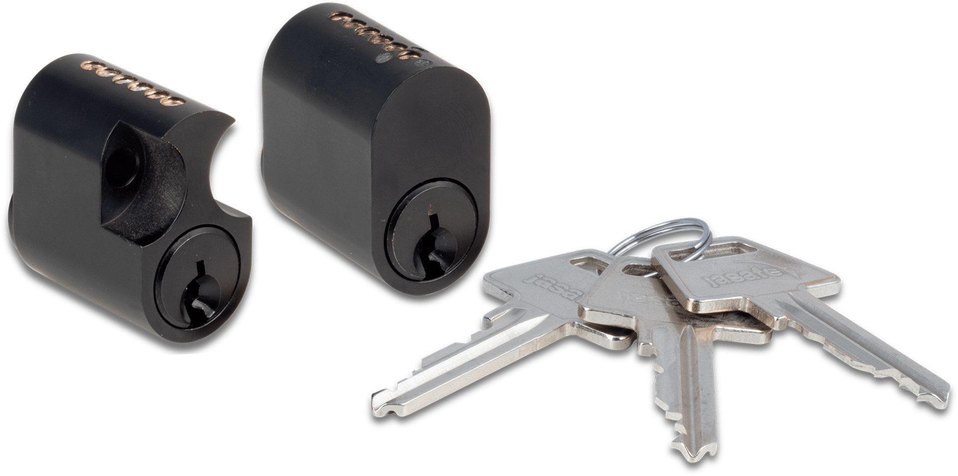 2377803 JASA CYLINDERSÆT 6 STIFT NOIR ROKOKO+OVAL SORT INKL. 3 NØGLER