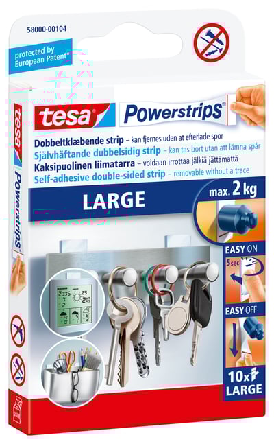 TESA POWER-STRIPS 10 STK PR. ÆSKE