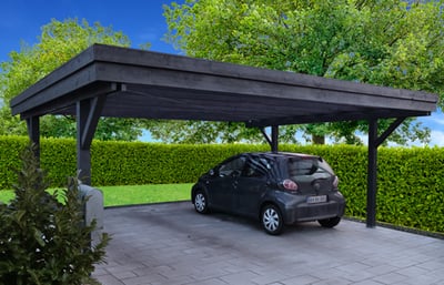 DOBBELT CARPORT 6,00X4,80 M CAR01DU UDEN MIDTERSTOLPE, FLADT TAG