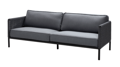 CANE-LINE ENCORE 3-PERS SOFA LAVAGRÅ ROPE INKL MØRKEGRÅ SOFTTOUCH HYNDE 221X91CM