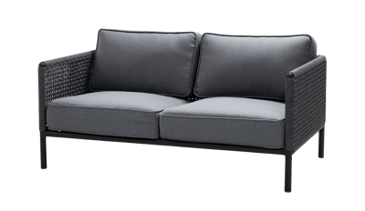 CANE-LINE ENCORE 2-PERS SOFA LAVAGRÅ ROPE INKL MØRKEGRÅ SOFTTOUCH HYNDE 161X91CM