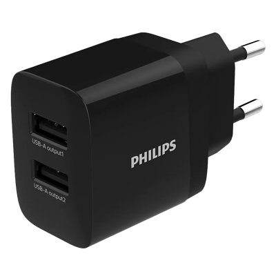 PHILIPS DOBBELT USB VÆGLADER 2 X USB-A