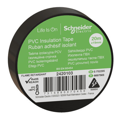 SCHNEIDER ISOLERINGSTAPE SORT PVC 19MMX20M