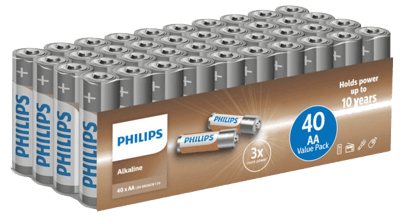 PHILIPS BATTERI ALKALINE AA LR6A40F 40-PAK