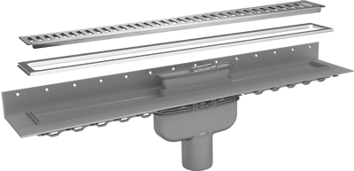 PURUS AFLØBSRENDESÆT 800MM RIB 75MM LODRET M/VANDLÅS RIST