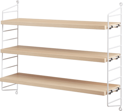 STRING POCKET HVID/ASK 60 X 15 X 50 CM 3 HYLDER + 2 GAVLE