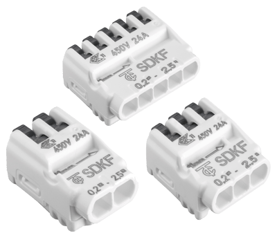 E-LINE FJEDER SAMLEMUFFE 2 3 5 POLET MIX HVID 20-PAK