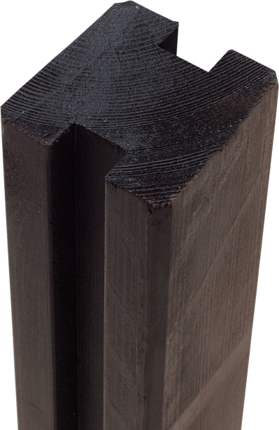 PLUS PROFILSTOLPE 9X9X188CM KRYDSSKÅRET MED 2 SPOR GRUNDMALET SORT