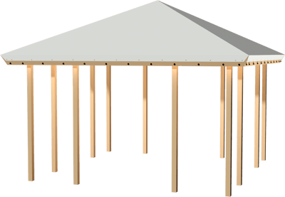 PLUS PAVILLON MED HVID TAGDUG ÅBEN MODEL TRYKIMPR.