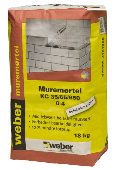 WEBER MUREMØRTEL KC 35/65/650 0-4MM BAKKE - 18KG - 56 SÆK/PAL