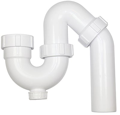 VANDLÅS TIL KØKKENVASK 50MM MED RENSEPROP PLAST HVID