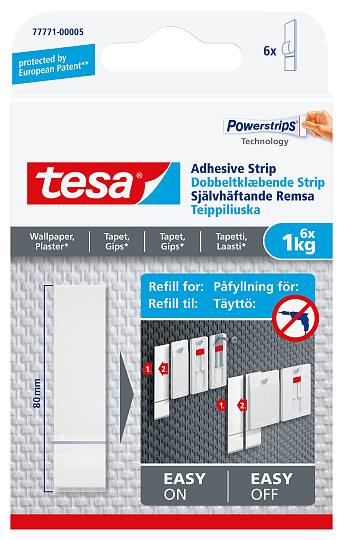 TESA POWERSTRIP REFILL 6-PAK TSMS TIL TAPET BÆREEVNE 1KG